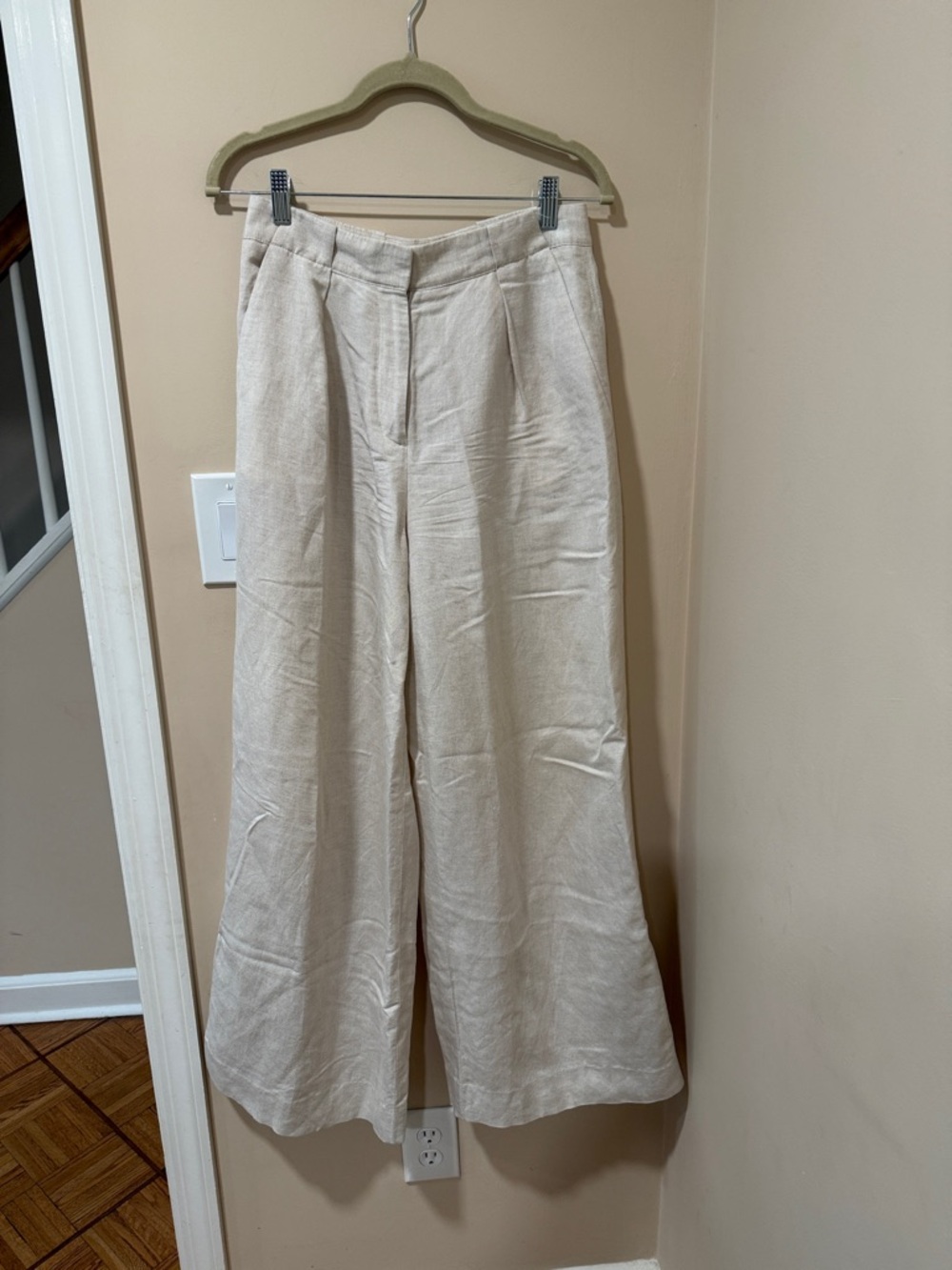 Club Monaco Wide Leg Linen-Blend Pants in Cream